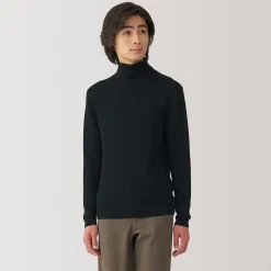 Outlet Muji Jersey de lana con cuello de tortuga acanalado