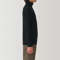 Outlet Muji Jersey de lana con cuello de tortuga acanalado