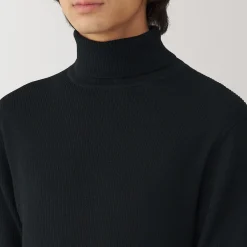 Outlet Muji Jersey de lana con cuello de tortuga acanalado