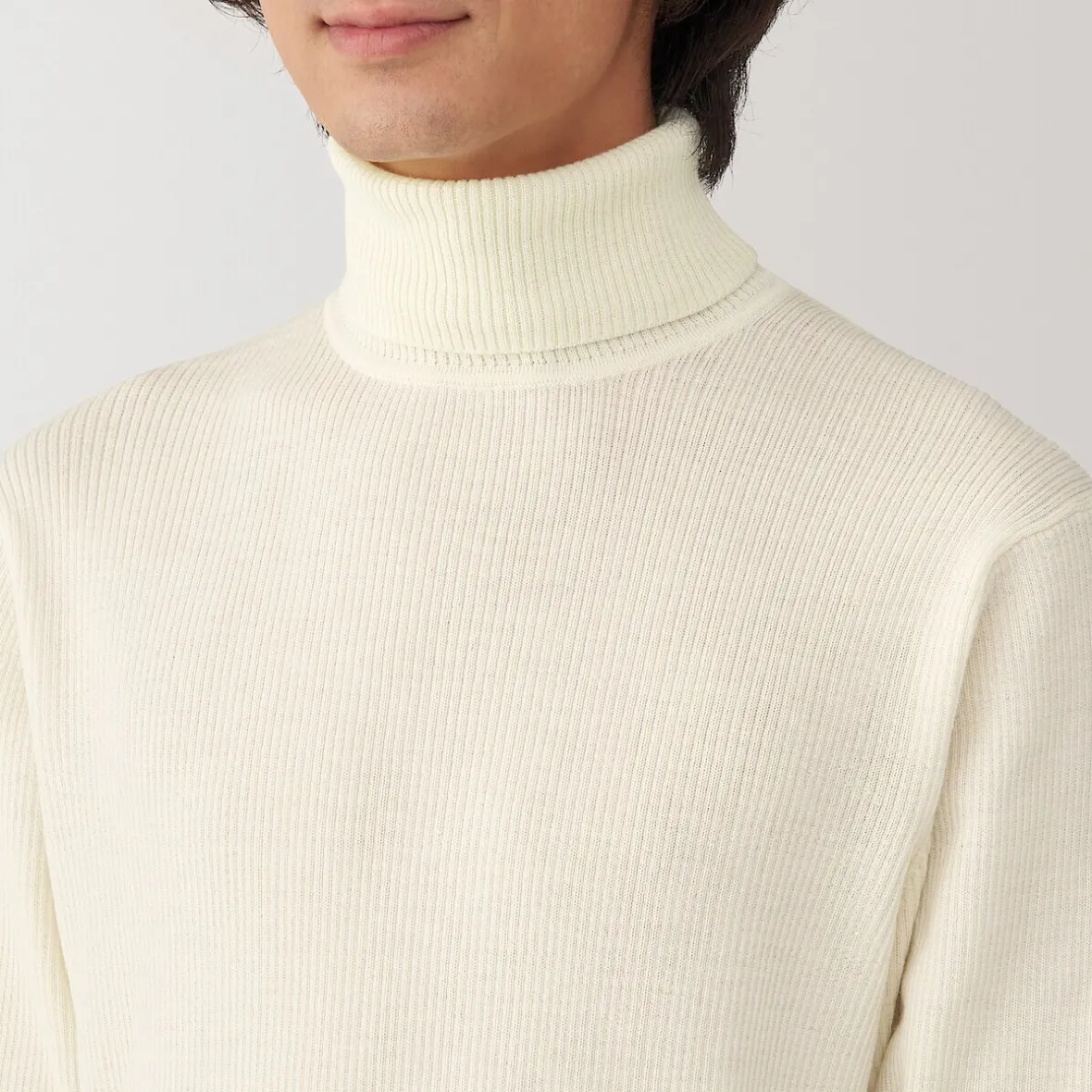 Outlet Muji Jersey de lana con cuello de tortuga acanalado