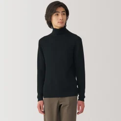 Outlet Muji Jersey de lana con cuello de tortuga acanalado