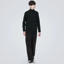 Outlet Muji Jersey de lana con cuello de tortuga acanalado
