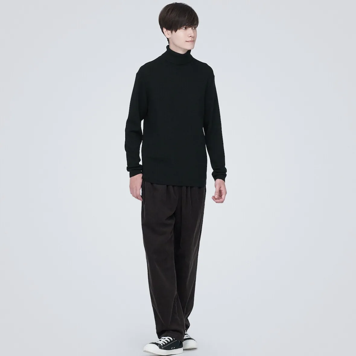 Outlet Muji Jersey de lana con cuello de tortuga acanalado