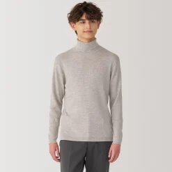 Outlet Muji Jersey de lana con cuello de tortuga acanalado