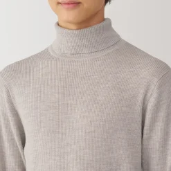 Outlet Muji Jersey de lana con cuello de tortuga acanalado