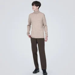 Outlet Muji Jersey de lana con cuello de tortuga acanalado