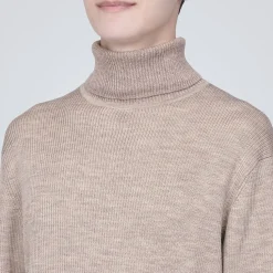 Outlet Muji Jersey de lana con cuello de tortuga acanalado