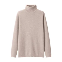 Outlet Muji Jersey de lana con cuello de tortuga acanalado