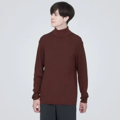 Outlet Muji Jersey de lana con cuello de tortuga acanalado