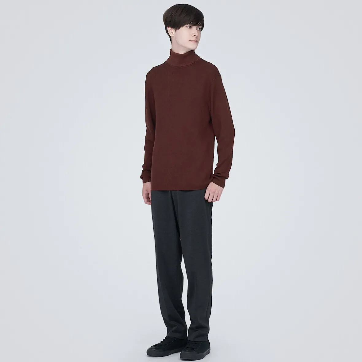 Outlet Muji Jersey de lana con cuello de tortuga acanalado