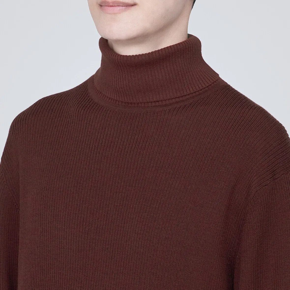 Outlet Muji Jersey de lana con cuello de tortuga acanalado