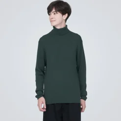 Outlet Muji Jersey de lana con cuello de tortuga acanalado