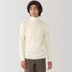 Outlet Muji Jersey de lana con cuello de tortuga acanalado