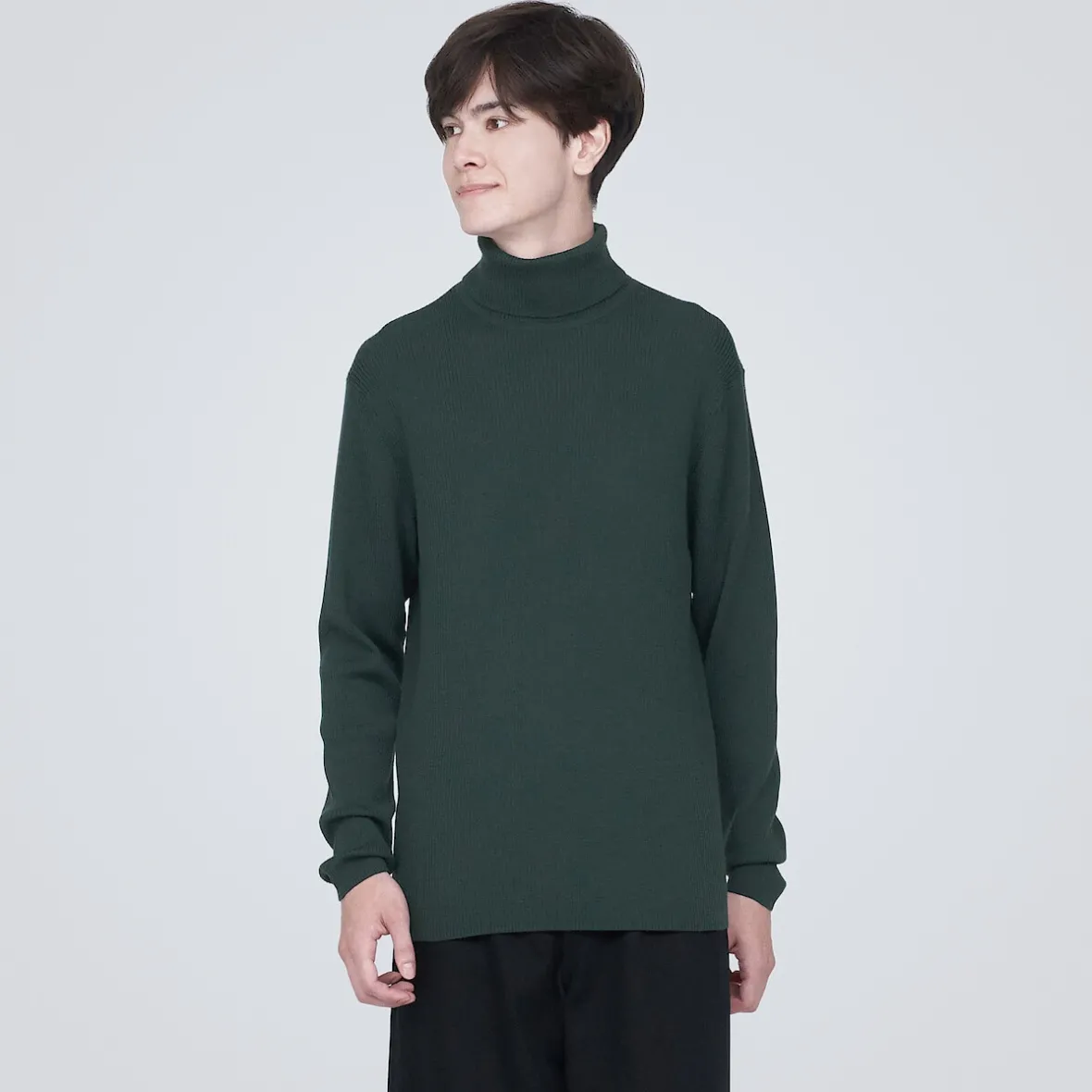 Outlet Muji Jersey de lana con cuello de tortuga acanalado