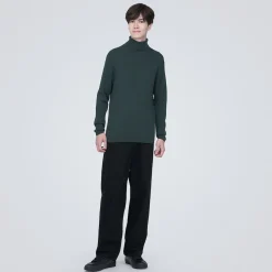 Outlet Muji Jersey de lana con cuello de tortuga acanalado