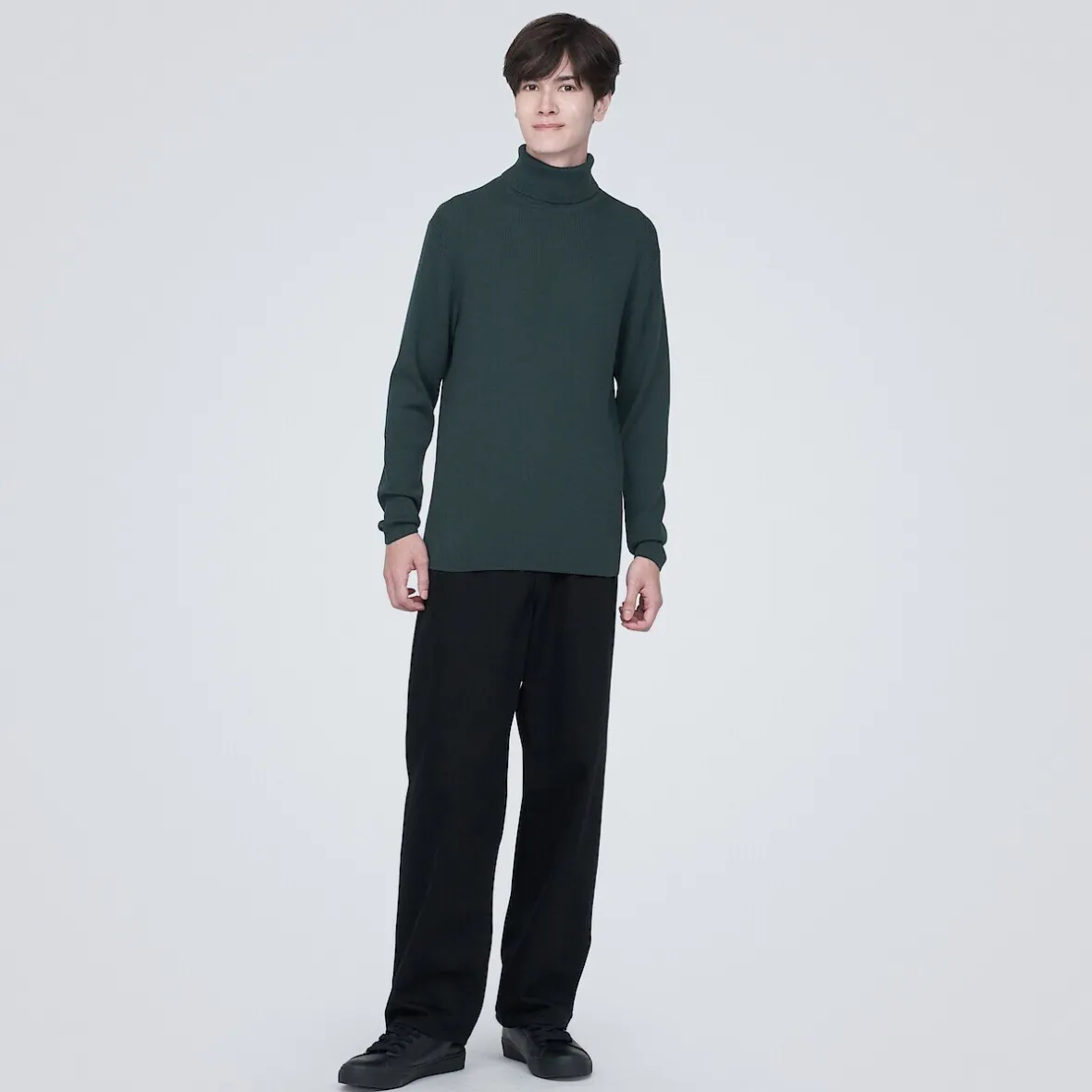 Outlet Muji Jersey de lana con cuello de tortuga acanalado