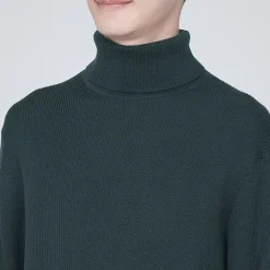 Outlet Muji Jersey de lana con cuello de tortuga acanalado