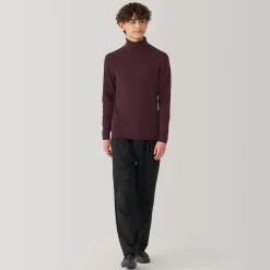 Outlet Muji Jersey de lana con cuello de tortuga acanalado
