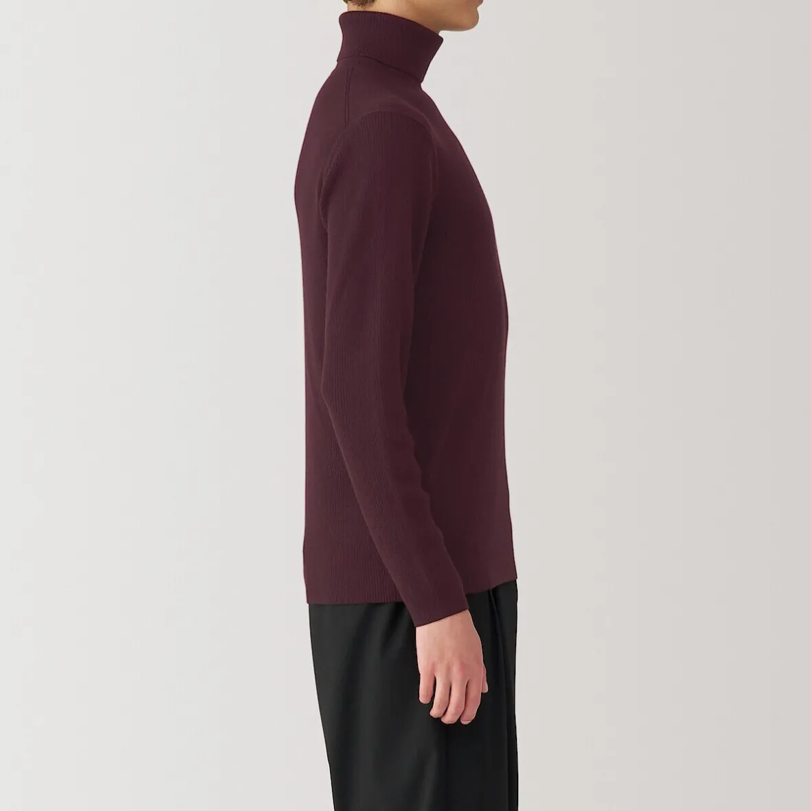 Outlet Muji Jersey de lana con cuello de tortuga acanalado