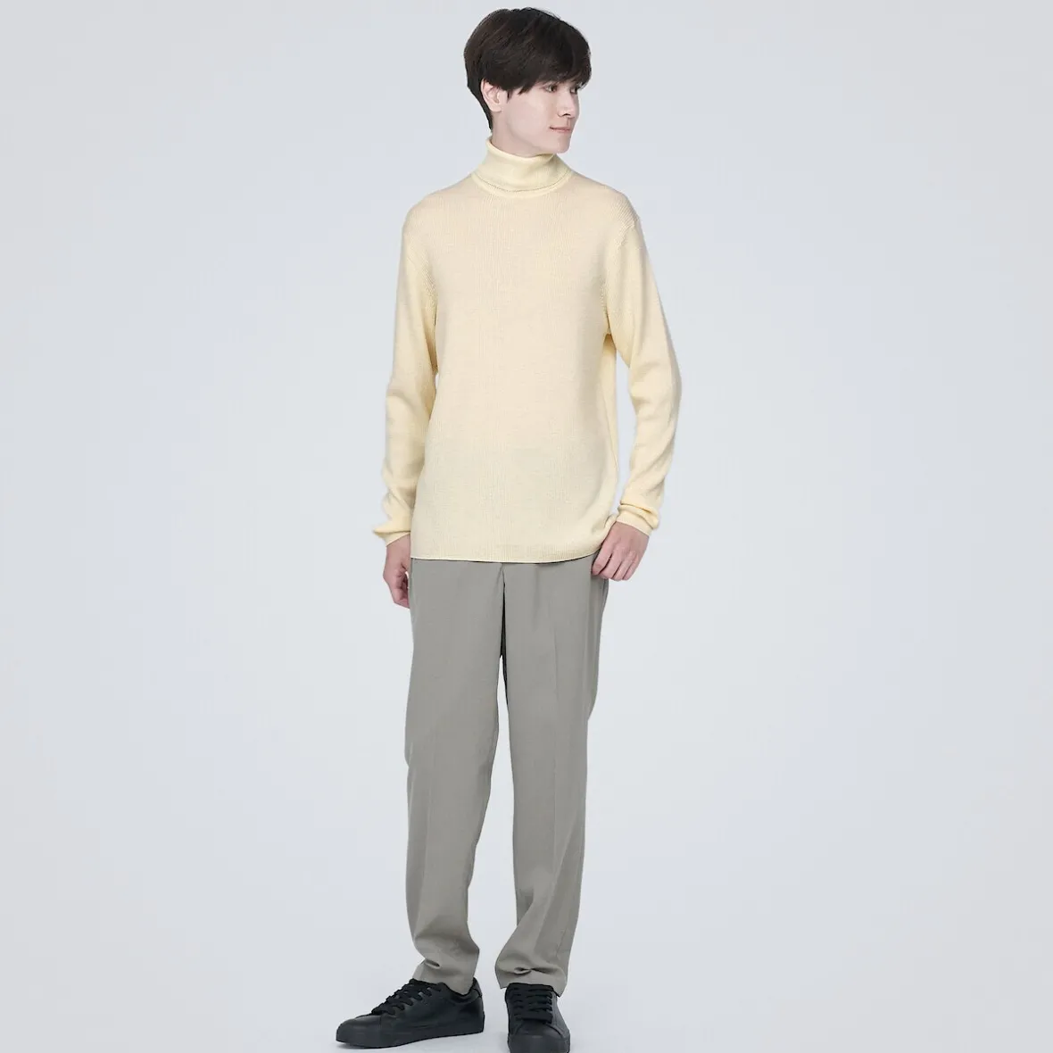 Outlet Muji Jersey de lana con cuello de tortuga acanalado