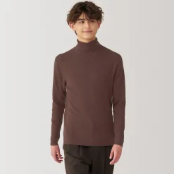 Outlet Muji Jersey de lana con cuello de tortuga acanalado