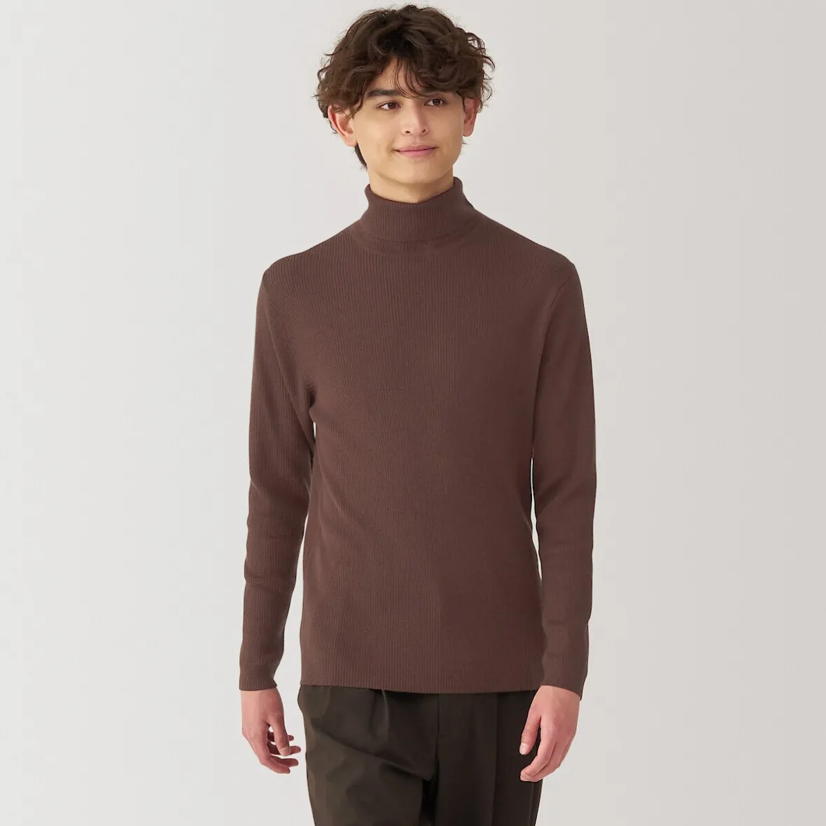 Outlet Muji Jersey de lana con cuello de tortuga acanalado