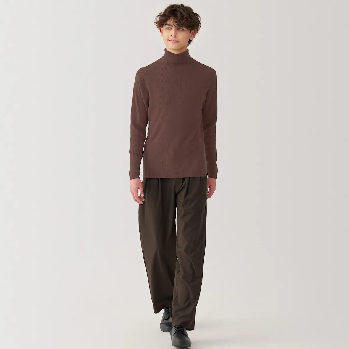 Outlet Muji Jersey de lana con cuello de tortuga acanalado