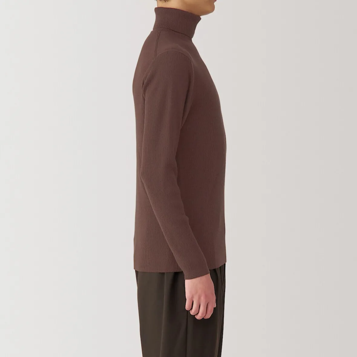 Outlet Muji Jersey de lana con cuello de tortuga acanalado