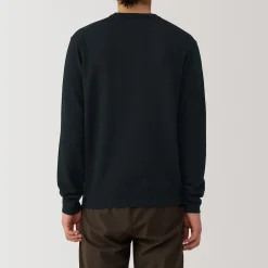 Hot Muji Jersey de lana de punto fino con cuello redondo para hombre