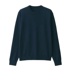 Hot Muji Jersey de lana de punto fino con cuello redondo para hombre