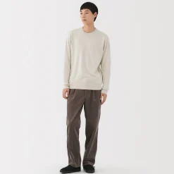 Hot Muji Jersey de lana de punto fino con cuello redondo para hombre