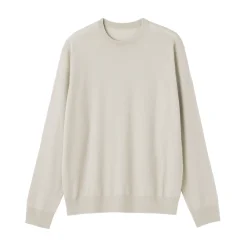 Hot Muji Jersey de lana de punto fino con cuello redondo para hombre