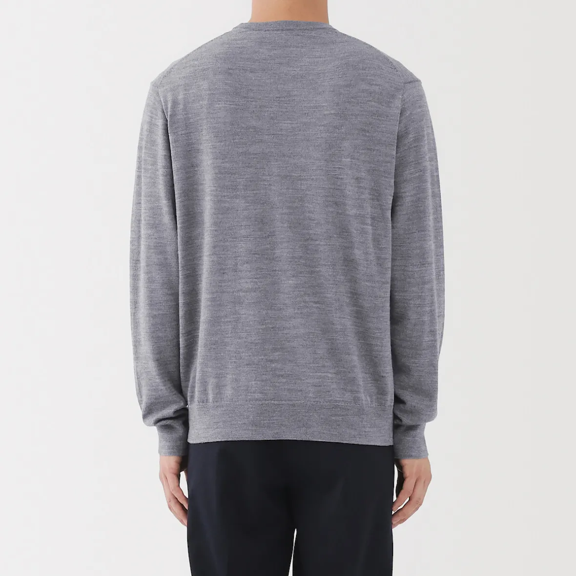 Hot Muji Jersey de lana de punto fino con cuello redondo para hombre