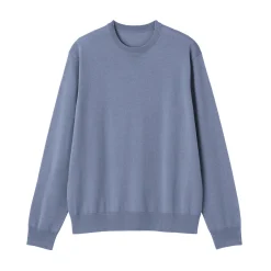 Hot Muji Jersey de lana de punto fino con cuello redondo para hombre