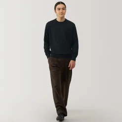 Hot Muji Jersey de lana de punto fino con cuello redondo para hombre