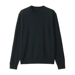 Hot Muji Jersey de lana de punto fino con cuello redondo para hombre