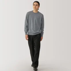 Hot Muji Jersey de lana de punto fino con cuello redondo para hombre