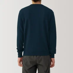 Hot Muji Jersey de lana de punto fino con cuello redondo para hombre