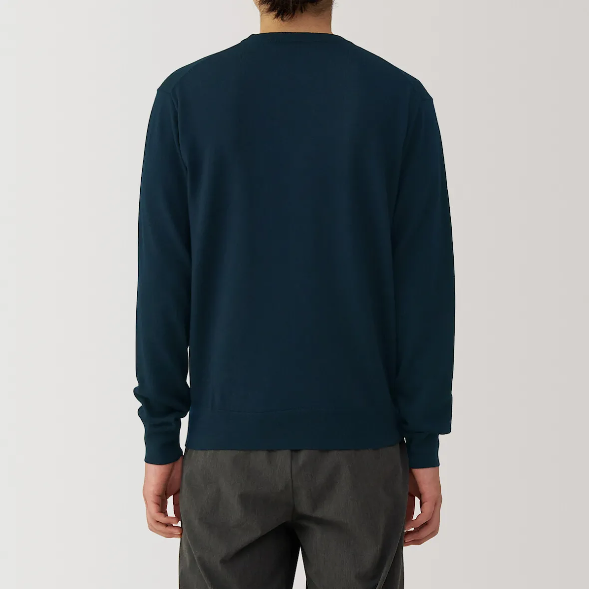 Hot Muji Jersey de lana de punto fino con cuello redondo para hombre