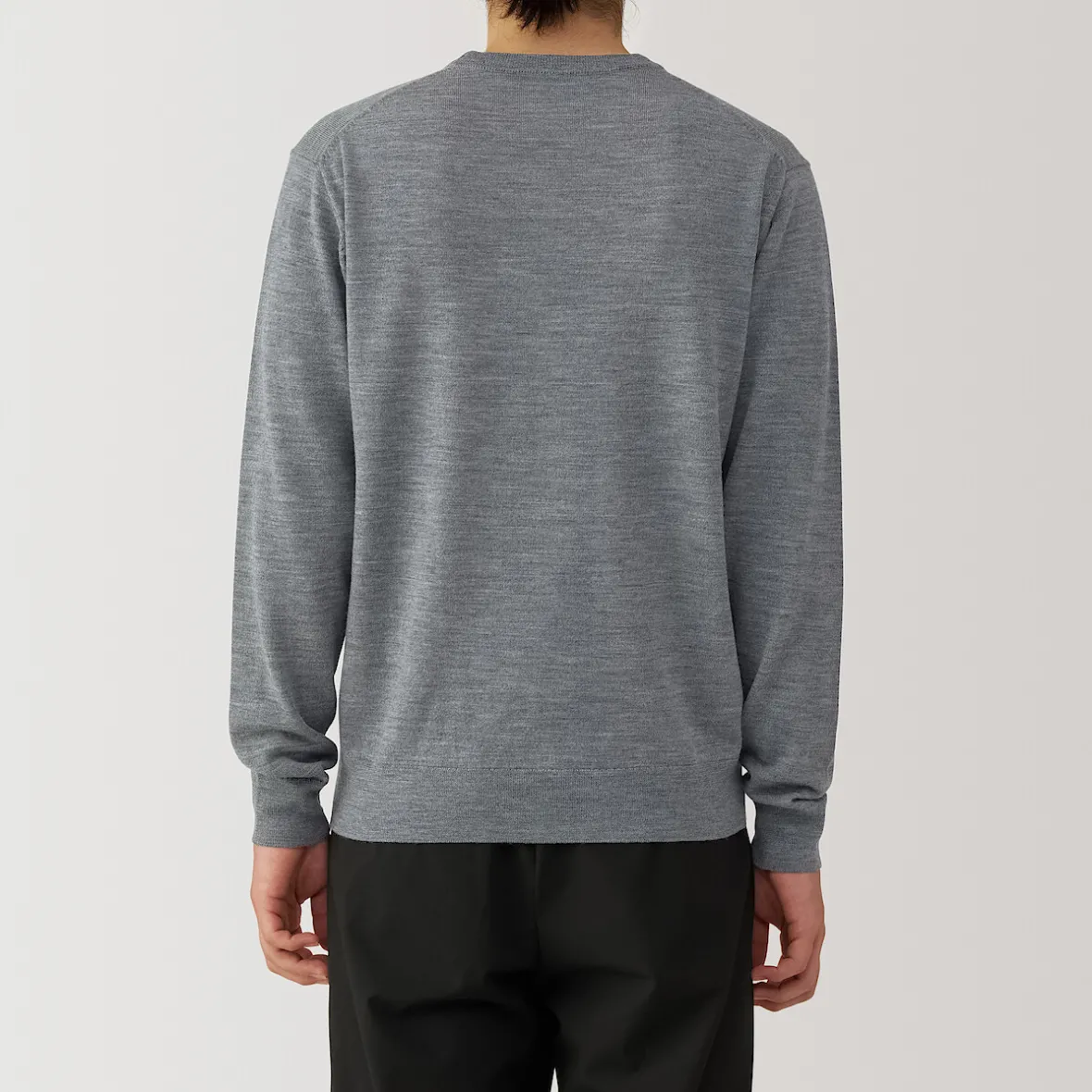 Hot Muji Jersey de lana de punto fino con cuello redondo para hombre