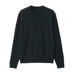 Hot Muji Jersey de lana de punto fino con cuello redondo para hombre