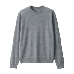 Hot Muji Jersey de lana de punto fino con cuello redondo para hombre