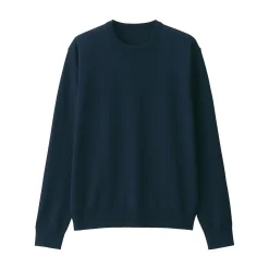 Hot Muji Jersey de lana de punto fino con cuello redondo para hombre