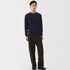 Sale Muji Jersey de lana de punto fino con cuello redondo para hombre