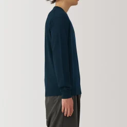 Sale Muji Jersey de lana de punto fino con cuello redondo para hombre
