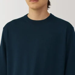 Sale Muji Jersey de lana de punto fino con cuello redondo para hombre