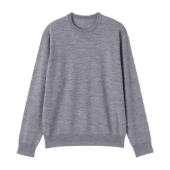 Sale Muji Jersey de lana de punto fino con cuello redondo para hombre