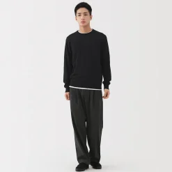 Sale Muji Jersey de lana de punto fino con cuello redondo para hombre
