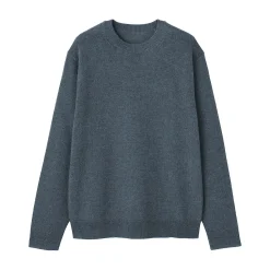 Outlet Muji Jersey de lana de punto medio con cuello redondo para hombre