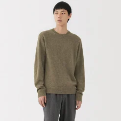Outlet Muji Jersey de lana de punto medio con cuello redondo para hombre